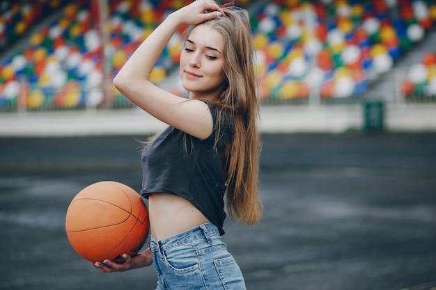 Free photo girl with a ball