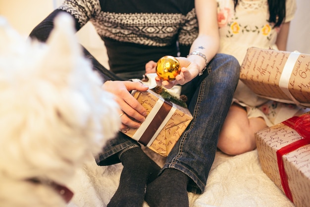 Girl with beautiful dog and guy