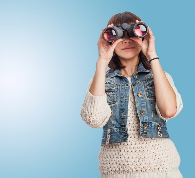 Girl with binoculars