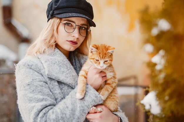 Girl with cat