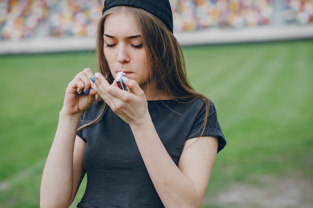 Free photo girl with a cigarettes