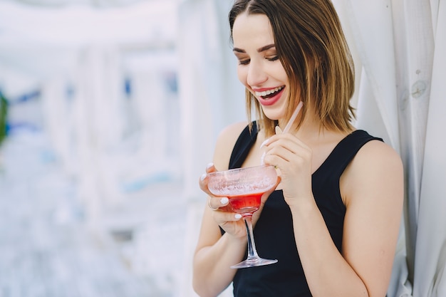 Free photo girl with cocktails