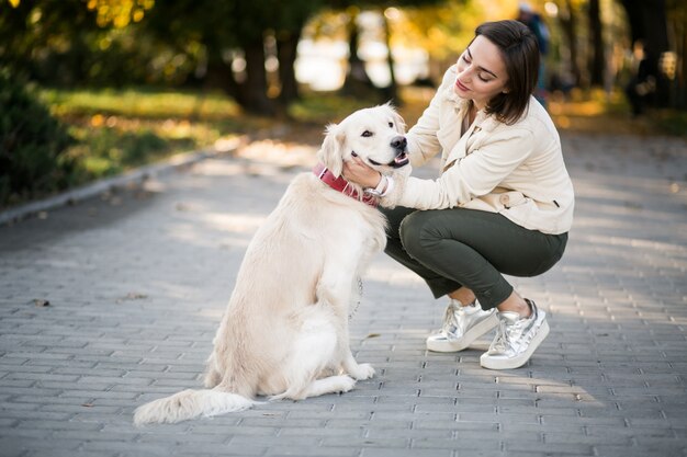 Free photo girl with dog