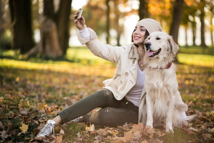 Free Photo girl with dog