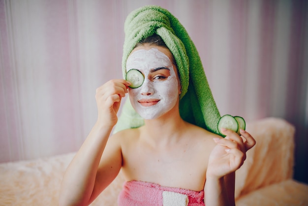 Girl with face mask