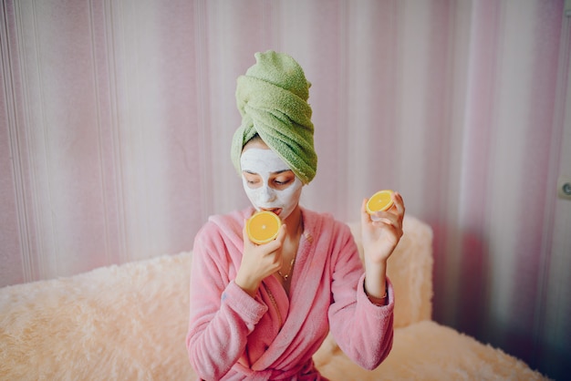 Girl with face mask