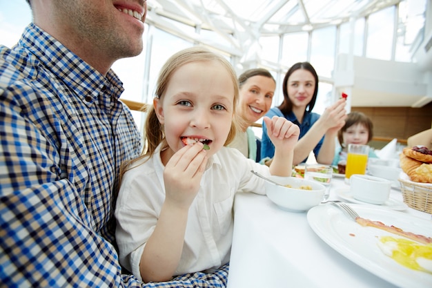 Girl with family