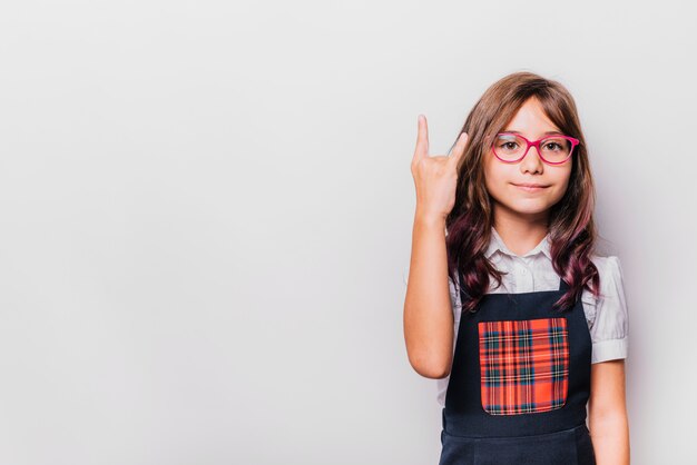 girl with hand gesture