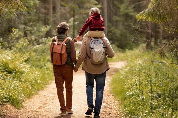 Girl with her dads enjoying family trip