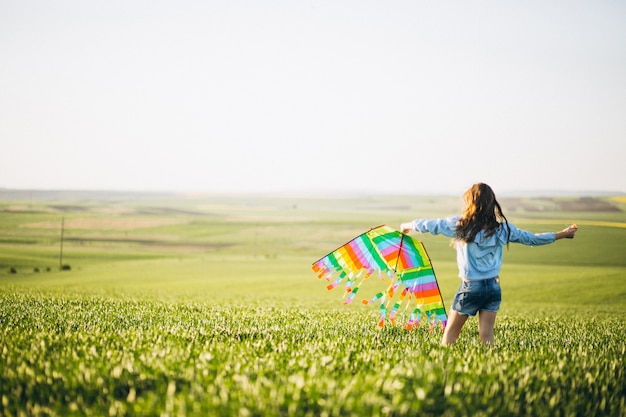 Free photo girl with kite