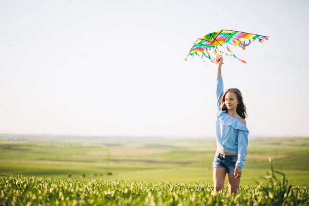 Free photo girl with kite