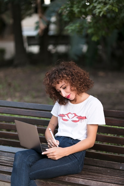 Free photo girl with a laptop