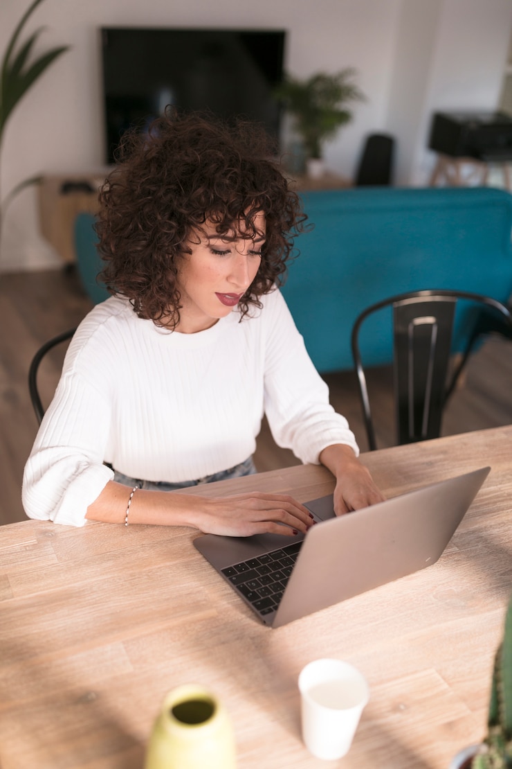 Free Photo girl with a laptop