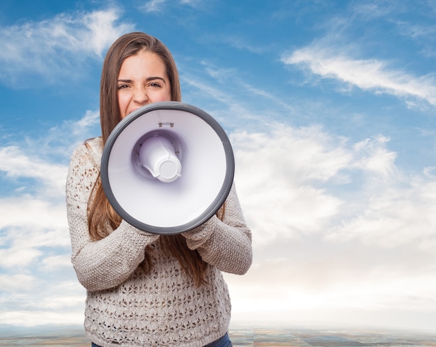 Free photo girl with a  megaphone