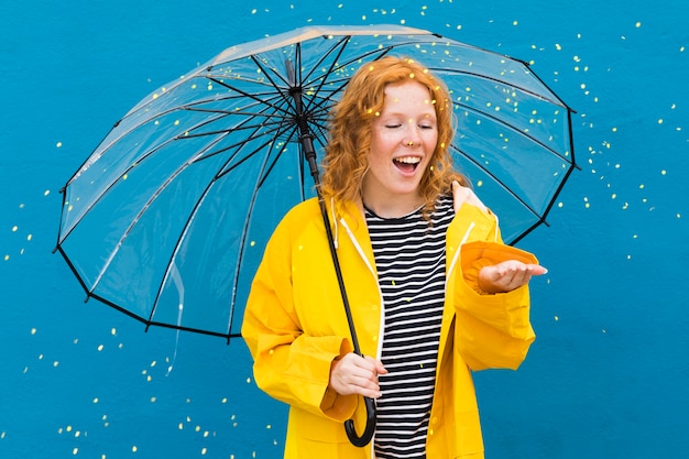 Girl with transparent umbrella