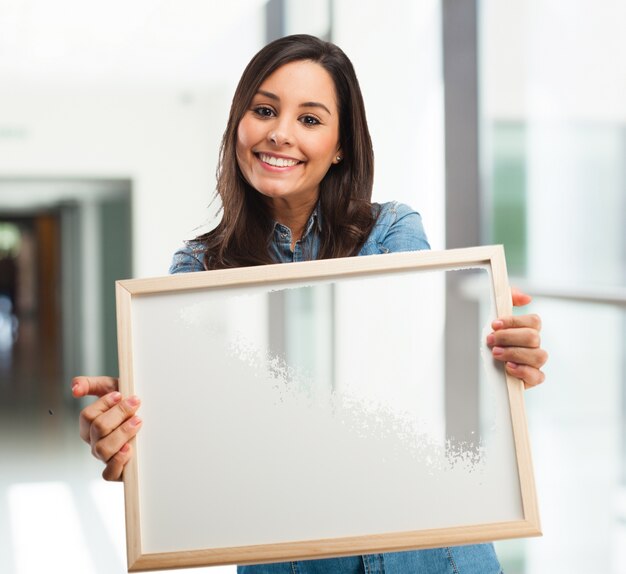 Girl with a white board