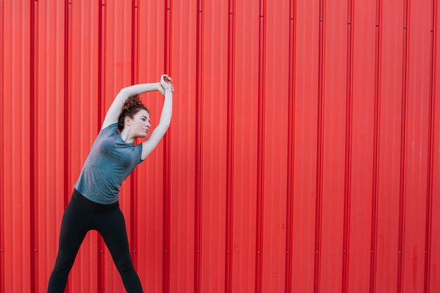 Girl working out on street