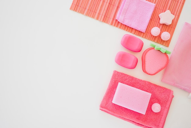 Free photo girlish pink toiletry items