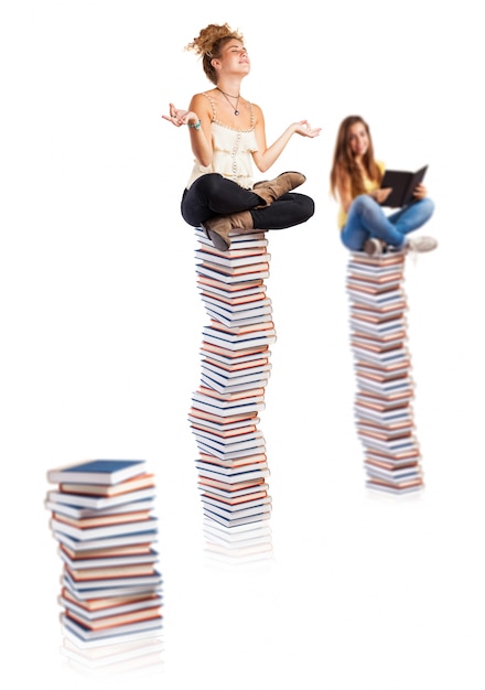 Free photo girls on books