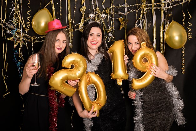 Girls celebrating 2019 at new year party