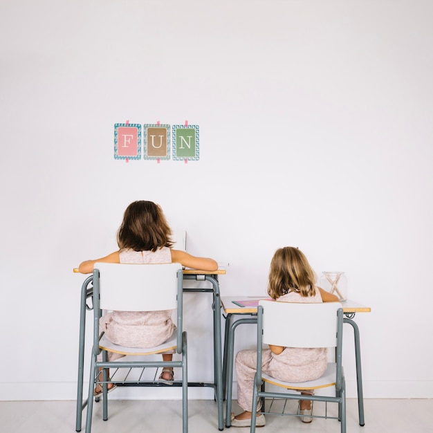 Girls doing homework