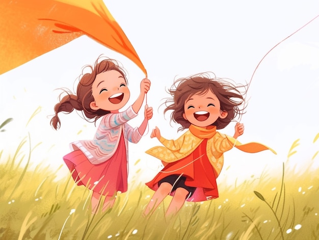 Free photo girls friendship cartoon