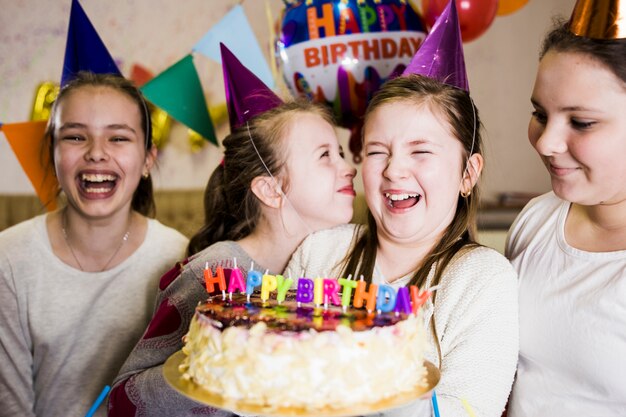 Girls having fun on birthday party