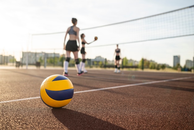 Girls playing volleyball