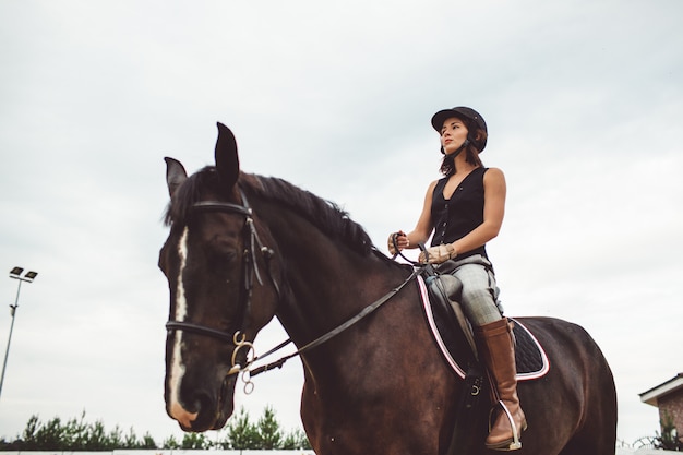 the girls ride on horses