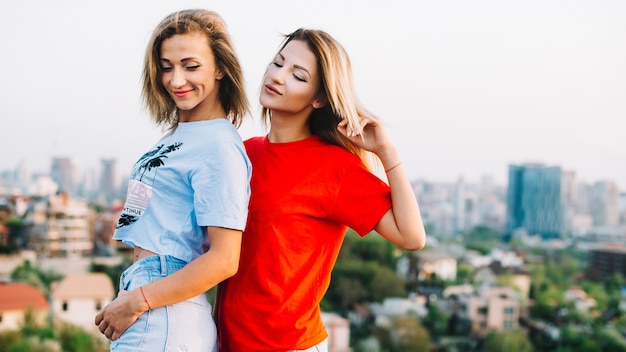 Free photo girls on rooftop