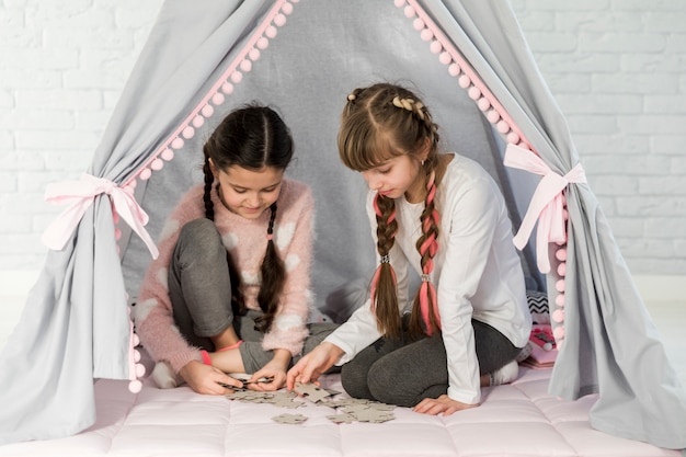 Girls in tent