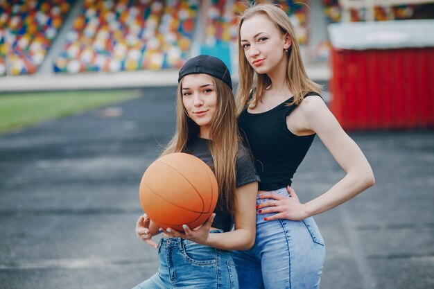 Girls with a ball