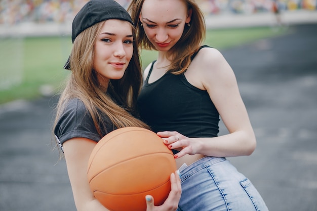 Girls with a ball