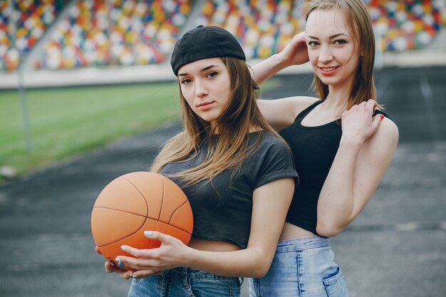 Girls with a ball