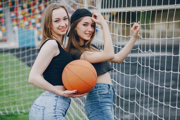 Girls with a ball