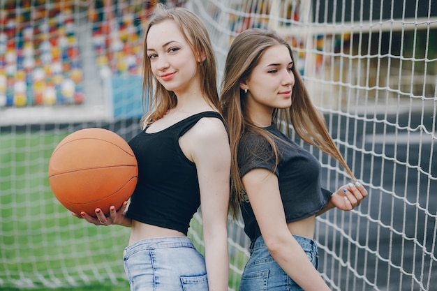 Girls with a ball