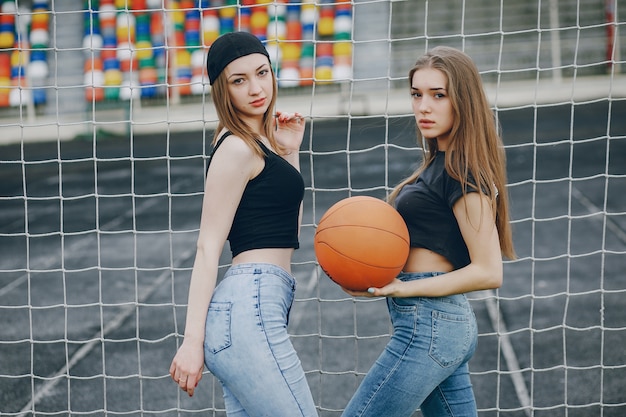 Girls with a ball