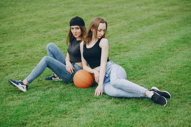 Girls with a ball