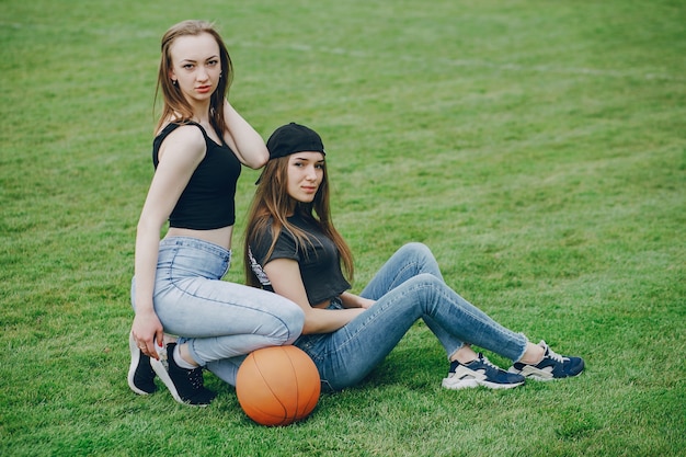 Girls with a ball