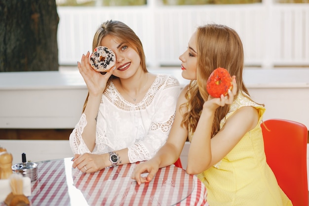 girls with donut