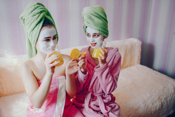 Girls with face mask