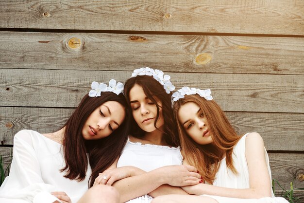 Girls with flower diadem