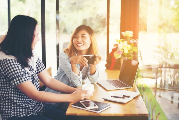 Girls working in a office