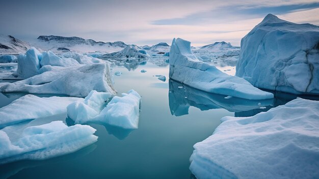 Glaciers and the icebergs AI generated image