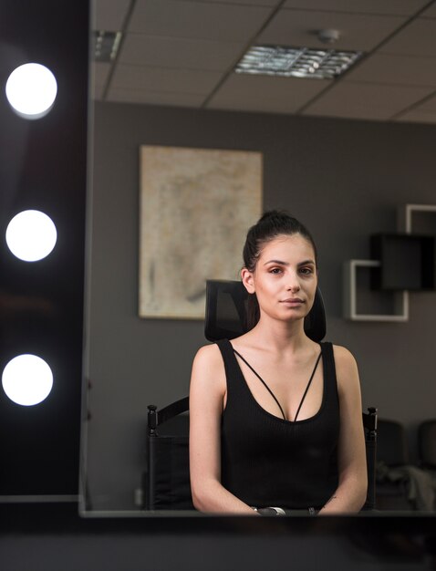 glamorous model in make up studio
