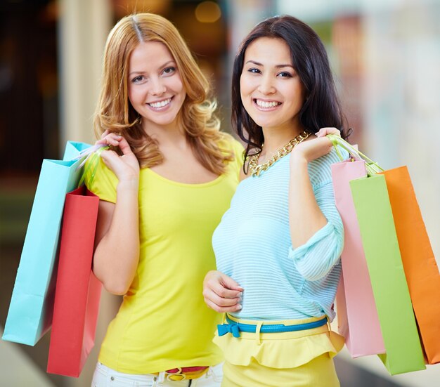 Glamorous women in the mall