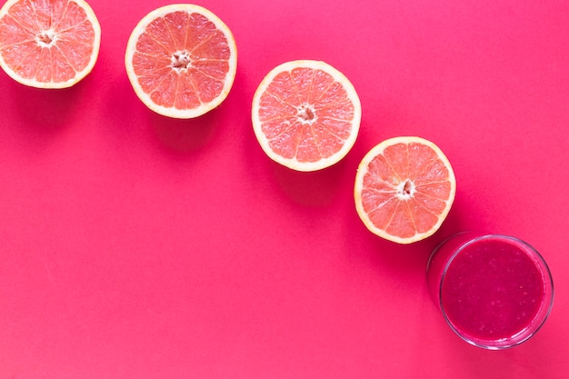 Glas with smoothie of grapefruit