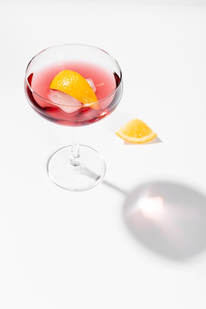 Free photo glass of alcoholic cocktail copy space