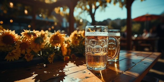 Free photo glass of beer on table at oktoberfest celebration