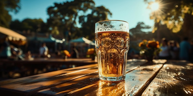 Free photo glass of beer on table at oktoberfest celebration